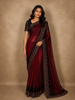 Rich Burgundy Stone Embellished Design Organza Designer Saree