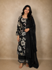 Black Floral Printed Design Cotton Straight Salwar Suit with Dupatta