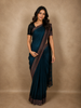 Deep Peacock Teal Blue Stone Embellished Design Organza Designer Saree