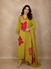 Olive Green  Floral Printed Design Cotton Straight Cut Salwar Suit with Dupatta