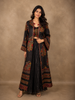 Black Floral Printed Design Cotton Palazzo Suit with Long Jacket