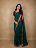 Emerald Green Solid Design Kanchipuram Silk Saree with Contrast Maroon Zari Border