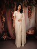 Ivory Sequins Embroidered Designer Net Saree with Matching Blouse