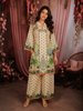 Soft Sand Beige Botanical Printed Design Cotton Palazzo Suit