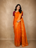 Orange Lotus Butta Zari Woven Kanchipuram Silk Saree