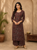 Deep Rust Maroon Floral Printed Design Cotton Palazzo Suit