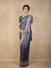 Steel Grey Butta Zari Woven Design Pure Banarasi Saree with Silver Zari Border