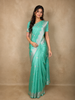 Aqua Blue Butta Zari Woven Design Pure Banarasi Saree with Silver Zari Border