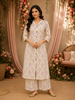 Soft Ivory Leaf Printed Design Cotton Palazzo Suit