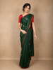 Bottle Green Butta Woven Design Pure Banarasi Saree with Contrast Red Border