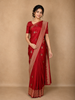 Red  Butta Woven Design Pure Banarasi Saree with Contrast Zari Border