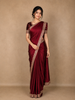 Maroon Solid Design Satin Saree with Embellished Lace Border