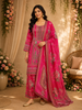 Queen Pink Floral Sequins and Beads Embroidered Design Crepe Palazzo Suit
