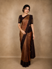 Coffee Brown Floral Zari Woven Design Pure Kanchipuram Silk Saree