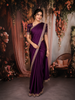 Purple Sequins Design  Satin Saree with Embellished Lace Border