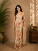 Peach Pastel Geometric Design Semi Tissue Saree