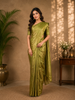 Olive Green Floral Woven Motifs Pure Kanchipuram Tissue Silk Saree