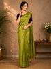 Leaf Green Floral Design  Pure Kanchipuram Silk Saree