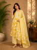 Yellow Floral Print Cotton Salwar Suit