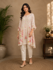Ivory Crepe Straight Cut Salwar Suit for Girls Adorned with Floral Prints