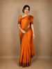 Orange Semi Tussar Silk Plain Saree