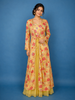 Yellow Floral Printed Palazzo Salwar Suit and Jacket