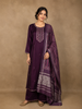 Wine Mirror Embroidered Straight Cut Salwar Suit