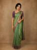 Light Green Geometric Diamond Designed Silk Saree