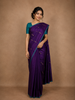 Purple with Teal Border Zari Butta Kanchipuram Silk Saree