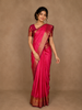 Bright Pink Floral Zari Woven Kanchipuram Silk Saree