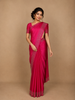 Dark Pink Solid Satin Fancy Saree with Designed Border