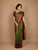 Olive Green Geometric Motifs Art Silk Saree