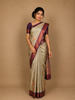 Pale Green Floral Designed Art Silk Saree