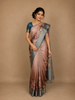 Brown Floral Designed Semi Tussar Silk Saree