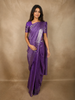 Rich Royal Purple Floral Zari Woven Design Pure Kanchipuram Silk Saree with Zari Border
