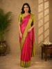 Pink Floral Designed Semi Silk Saree