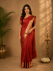 Red Geometric Woven Pure Kanchipuram Silk Saree with Zari Border
