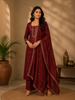 Maroon Floral Sequin Embroidery Georgette Salwar Suit