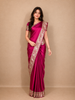 Queen Pink Designed Border Satin Saree