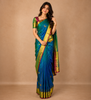 Peacock Blue Butta Design Woven Pure Kanchipuram Silk Saree