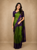 Dark Green Stripes Woven Pure Kanchipuram Silk Saree