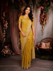 Mustard Yellow Floral Sequins Embroidered Pure Tissue Silk Saree with Designer Border