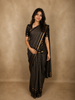 Olive Green and Royal Blue Striped Zari Woven Design Pure Kanchipuram Silk Saree with Contrast Zari Border