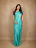 Sea Green Stripes Butta Woven Pure Kanchipuram Silk Saree