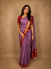 Soft Lilac Lavender Peacock Butta Zari Woven Design Pure Kanchipuram Silk Saree with Contrast  Zari Border