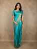 Cyan Blue Annapakshi Motif Woven Pure Kanchipuram Silk Saree with Zari Border