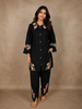 Classic Black Floral Thread Embroidered Design Cotton Sarwar Suit