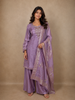 Soft Lilac Lavender Floral Beads Embroidered Design Organza Palazzo Suit