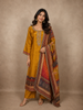 Antique Mustard Yellow Floral Zari Embroidered Design Satin Salwar Suit