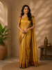 Mustard Yellow Floral Woven Motifs Pure Kanchipuram Tissue Silk Saree